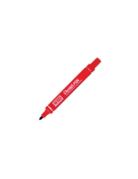 PENTEL PEN N50-BE MARCADOR PERMANENTE CUERPO ALUMINIO ROJO Y PUNTA MEDIA CONICA -12U-