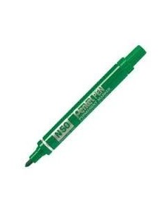 PENTEL PEN N50-BE MARCADOR PERMANENTE CUERPO ALUMINIO VERDE Y PUNTA MEDIA CONICA -12U-