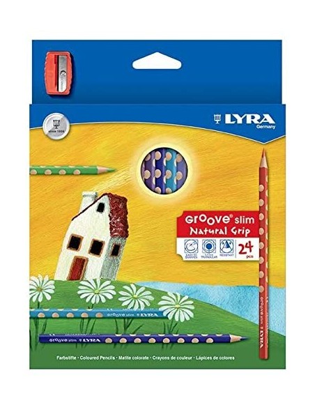 Estuche 24 lapices colores lyra groove slim afilalapices de regalo
