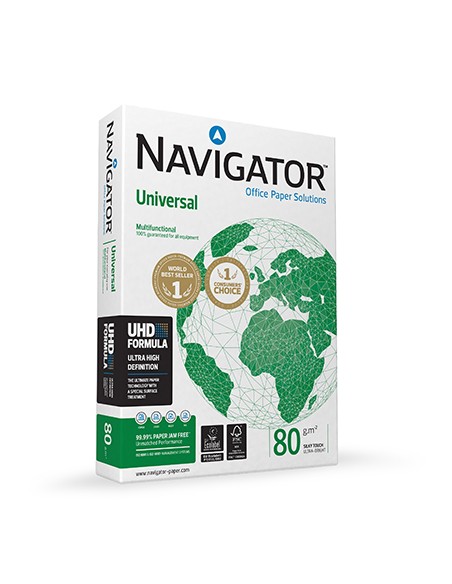 Universal papel para impresora de inyección de tinta A4 (210x297 mm) 500 hojas Blanco NAV080 Pack 5 Unid.