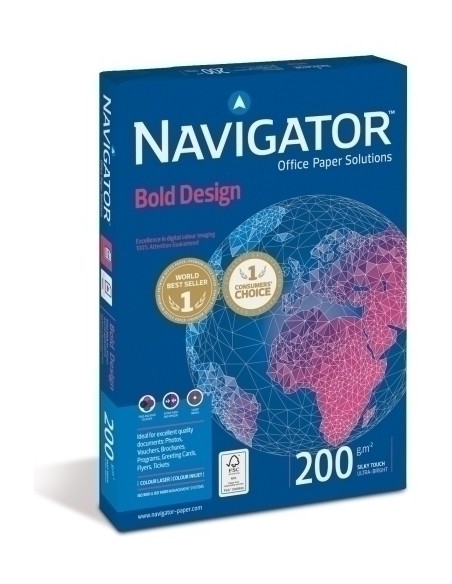 PAPEL A4 NAVIGATOR 200g 150h BOLD DESIGN - Pack de 7 unidades