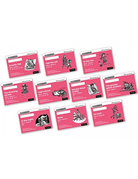 READ WRITE INC PHONICS BLACK AND WHITE PINK SET 3 STORYBOOKS MIXED PACK OF 10