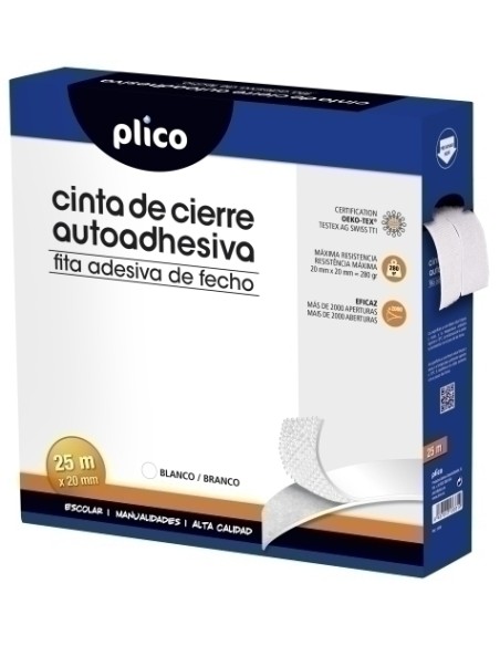 CINTA VELCRO PLICO AUTOADHESIVA 25M BL