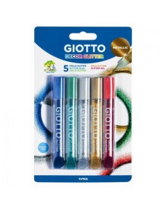 Blister 5 tubos 10ml cola glitter glue metallic colores surtidos iotto