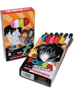 Estuche 12 rotuladores posca pc 1mr 07mm uni ball caja mania colores surtidos