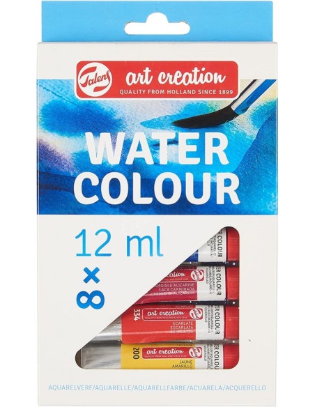 Estuche 8 tubos acuarela 12 ml art creation colores surtidos