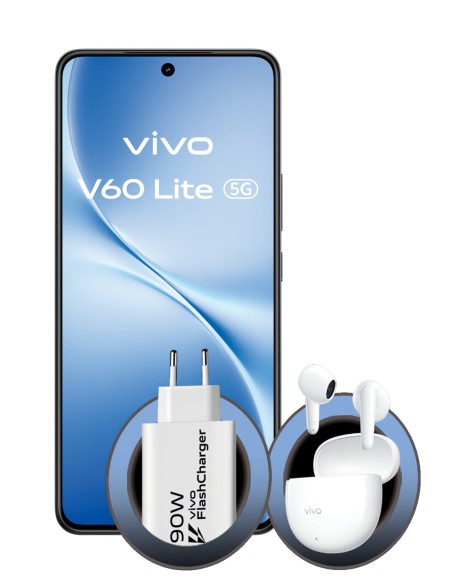 V60 Lite 5G + BUD 17,2 cm (6.77") SIM doble Android 15 8 GB 256 GB 6500 mAh Negro