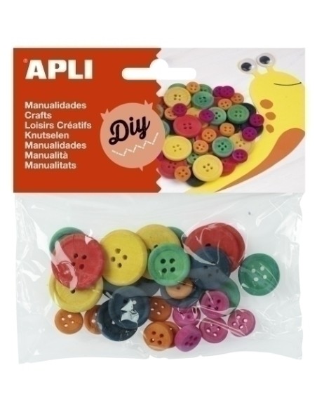 BOTONES DE MADERA APLI COLORES B/30
