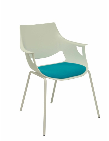 Pack 3 sillas Saceruela carcasa blanca asiento azul