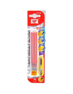 MP RECAMBIO BOLIGRAFO BORRABLE RETRÁCTIL 0.7MM PACK 3 UDS ROJO