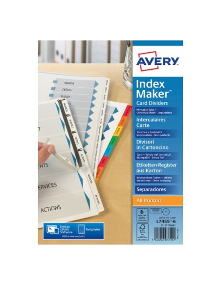 01730061 lengüeta de índice Separador en blanco con pestaña Cartón