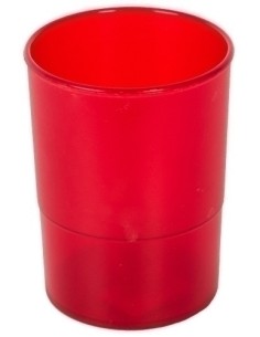 PORTA LAPICES PLASTICO REDONDO TR. ROJO