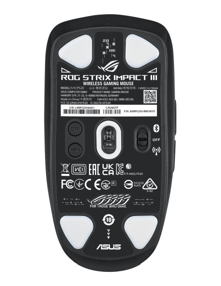 ROG Strix Impact III Wireless ratón Ambidextro RF Wireless + Bluetooth Óptico 36000 DPI ROG Strix Impact III Wireless ratón Ambidextro RF Wireless + Bluetooth Óptico 36000 DPI