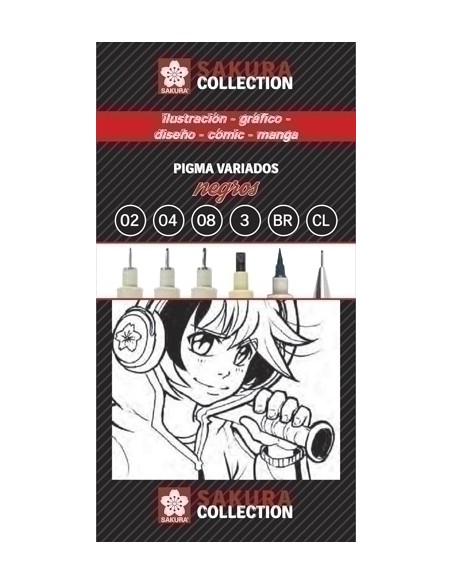 TALENS SAKURA COLLECTION SET DE ROTULADORES PIGMA VARIADOS + PORTAMINAS NEGRO