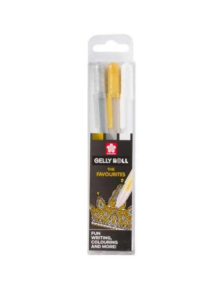 TALENS SAKURA ESTUCHE DE 3 BOLÍGRAFOS GELLY ROLL MIXED ORO/PLATA/BLANCO