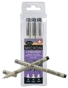 TALENS SAKURA ESTUCHE DE 3 ROTULADORES PERMANENTES PIGMA MICRON FINELINER NEGRO
