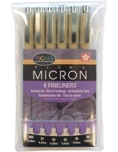 TALENS SAKURA ESTUCHE DE 6 ROTULADORES PERMANENTES PIGMA MICRON FINELINER NEGRO