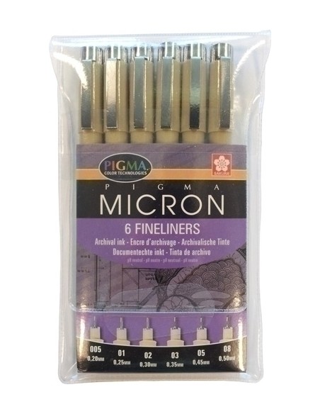 TALENS SAKURA ESTUCHE DE 6 ROTULADORES PERMANENTES PIGMA MICRON FINELINER NEGRO