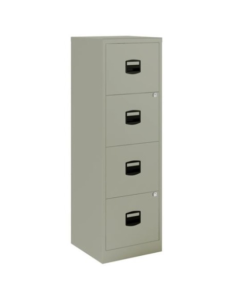ARCHIVADOR METÁLICO 4 CAJONES , 40X40X125 CM (ANCHO X FONDO X ALTO) FORMATO A4 -CAPACIDAD CAJON 15KG- TIRADOR DE PLÁSTICO GRIS (