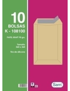 BOLSA SAM 260x360 KRAFT 90g PAQ.10 - Pack de 25 unidades
