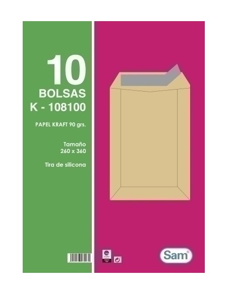 BOLSA SAM 260x360 KRAFT 90g PAQ.10 - Pack de 25 unidades