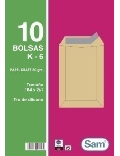BOLSA SAM 184x261 KRAFT 80g PAQ.10 - Pack de 25 unidades