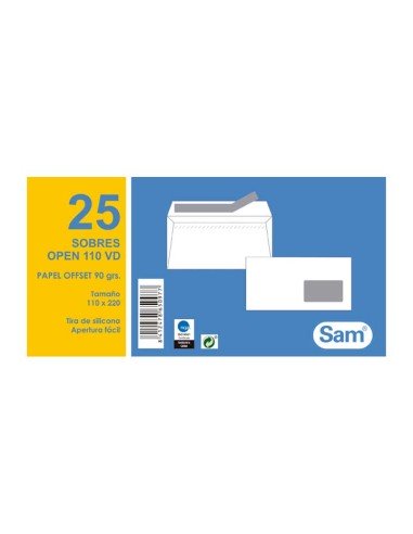PAQ.25 SOBRES SAM 115X225 AUTODEX +V.DCHA BL.