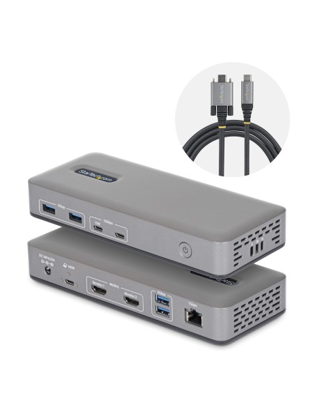 Docking Station USB-C de 2 Monitores HDMI - 4K 60Hz - Red Ethernet de 1Gbps - Dock Multipantalla - PD de 100W para Carga de Port