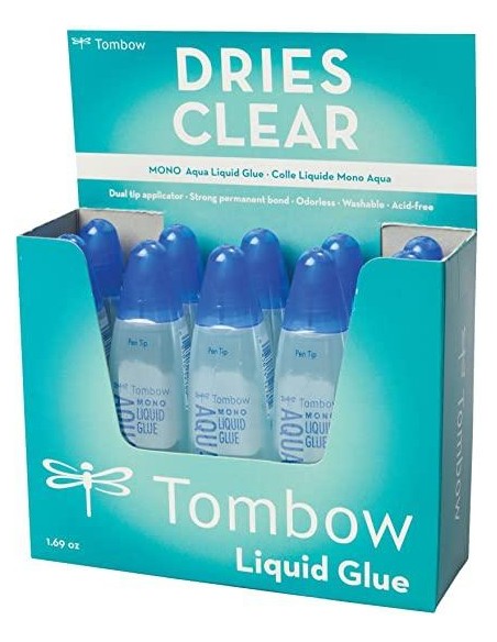 PEGAMENTO COLA LIQUIDA TOMBOW TRANSPARENTE AQUA PERMANENTE CON 2 PUNTAS 50 ML
