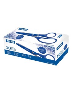 MILAN TIJERAS BASIC COLOURS DIESTROS 13,4CM ASIMÉTRICAS AZUL -CAJA 10U-