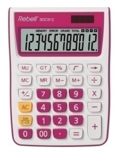 CALCULADORA MESA REBELL 12 DIG. 912 ROSA