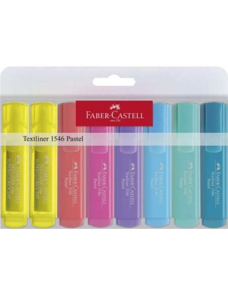 Estuche 8 marcadores fluorescentes texliner 46 faber castell colores surtidos