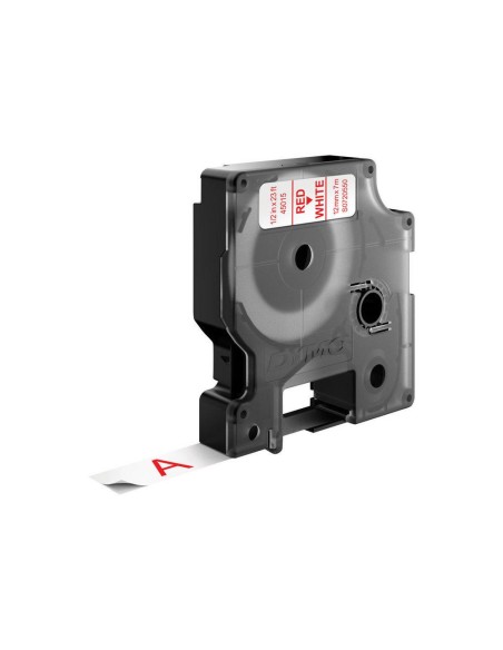 D1 - Etiquetas estándar - Rojo sobre blanco - 12mm x 7m