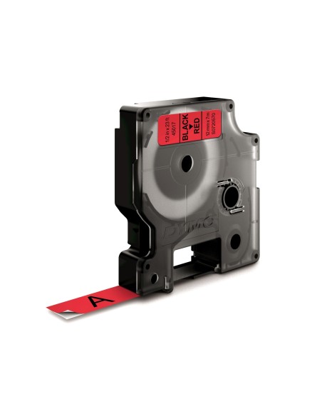 D1 - Etiquetas estándar - Negro sobre rojo - 12mm x 7m