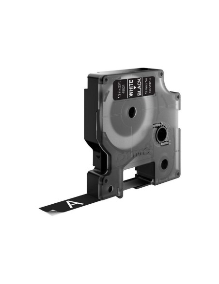 D1 - Etiquetas estándar - Blanco sobre negro - 12mm x 7m