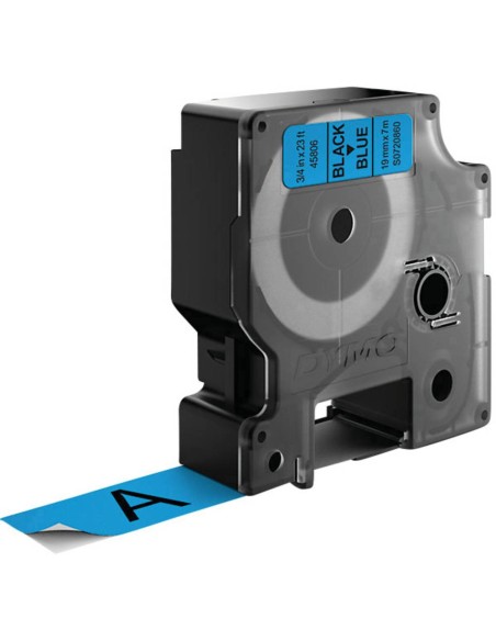 D1 - Etiquetas estándar - Negro sobre azul - 19mm x 7m