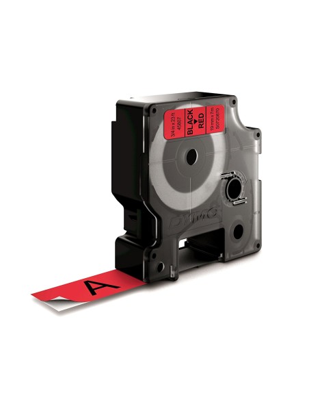 D1 - Etiquetas estándar - Negro sobre rojo - 19mm x 7m