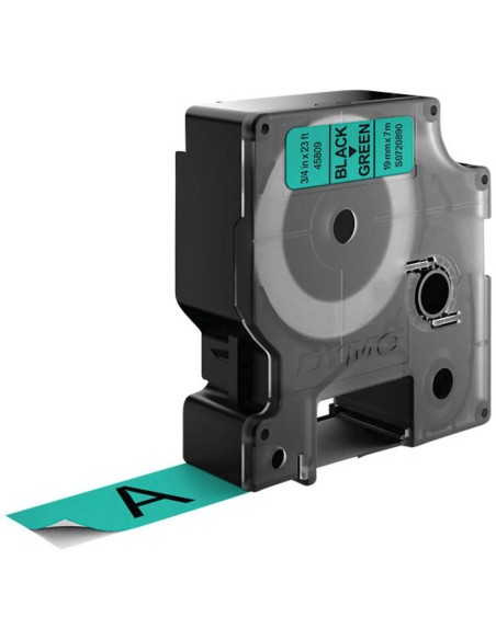 D1 - Etiquetas estándar - Negro sobre verde - 19mm x 7m