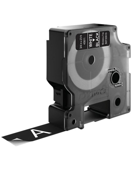 D1 - Etiquetas estándar - Blanco sobre negro - 19mm x 7m