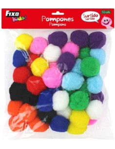 PAQ 52 POMPONES 5CM COLORES SURTIDOS FIXO
