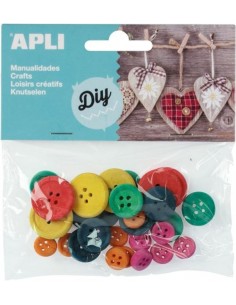 BOLSA 30 BOTONES MADERA SURTIDOS APLI