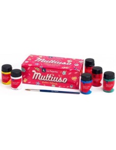 Estuche 6 botes pintura satinada la pajarita colores surtidos 35 ml pincel