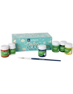 Estuche 6 botes pintura para tela la pajarita colores surtidos 25 ml