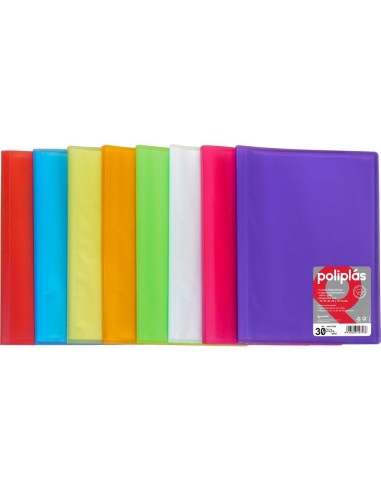 GRAFOPLÁS CARPETA POLIPLÁS DE POLIPROPILENO TRANSLÚCIDO CON 30 FUNDAS SOLDADAS FOLIO VIOLETA
