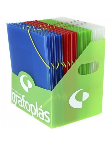 PAQ 28 CARPETA A5 GOMAS Y SOLAPAS POLIPROPILENO COLORGRAF