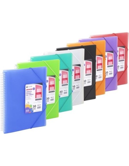 C 12 carpeta 20 fundas a4 espiral cierre con goma archivex star colores surtidos