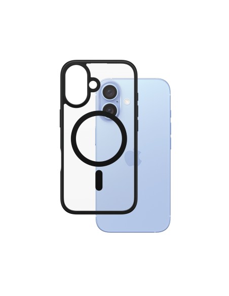 ® HardCase Transparent w. Black MagSafe & Frame iPhone 16 funda para teléfono móvil Negro