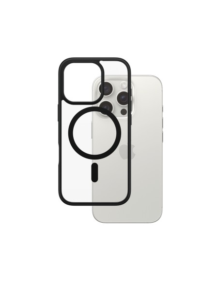 ® HardCase Transparent w. Black MagSafe & Frame iPhone 16 Pro funda para teléfono móvil Negro