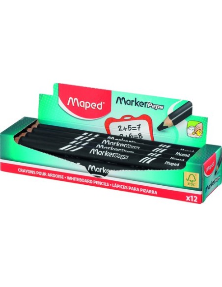 LAPIZ MARCADOR MAPED PIZARRA NEGRO - Pack de 12 unidades