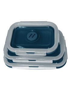 LUNCHBOXSETBL fiambrera Conjunto de fiambrera y bidón reutilizable Plástico, Silicona Azul 3 pieza(s)